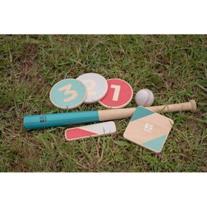 Kit Baseball Enfant 2 Battes + 2 Balles – Plastique Résistant, Jeu Plein Air Dès 2 Ans, Rouge Et Bleu