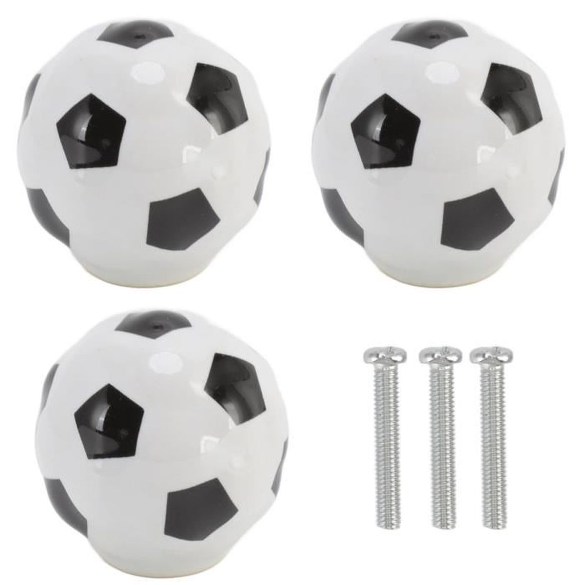 3 ensembles de boutons d'armoire de Football thème de sport de balle