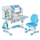 BLUETHY Bureau d'étude pour enfants avec chaises, Bureau et bibliothèque pour enfants,table de devoirs d'étudiant,Réglable en hauteur,Bleu