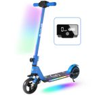 ELSCOOT Trottinette électrique Enfants Avec Amortisseurs- Néons colorés - 130W - Pliable Scooter - écran LCD - aux 6-12 ans - Bleu