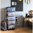 EDA PLASTIQUE Tour de rangement - 5 Tiroirs avec roulettes - Noir et naturel - 32 x 37 x 97 cm
