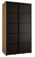 Armoire de chambre - ABIKSMEBLE Cannes 4 - armoire à 2 portes coulissantes, 205,2x140x60 cm, Artisan Noir Noir