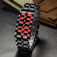 Montre-bracelet numérique Lava pour homme, noir, métal, LED, sport, cadeau masculin, horloge créative