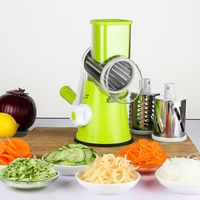 Coupe-légumes manuel, râpe à tambour, coupe-légumes en acier inoxydable, moulin à fromage, avec 3 inserts de tambour - vert