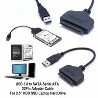 Câble adaptateur USB 3.0 vers SATA III pour HDD/SSD SATA 2,5"  - Convertisseur USB vers SATA pour disque dur - Noir