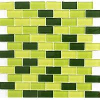 Pâte de Verre Mosaikmatte Mosaikbordüre Vert Kiwi Jaune-Vert Mauerverbund Brick MOS76-0506