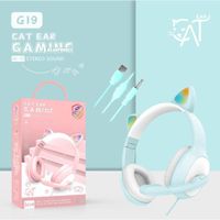 Kalavika LED Casque Audio Enfant Fille Casque avec Fil Écouteurs Oreille Chat Réglable pour  Android,WP, Bleu