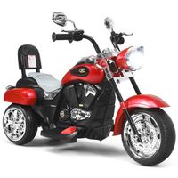Moto Électrique pour Enfants DREAMADE - Rouge - 3 Roues - Phare Réglable - Bouton Avant/Arrière