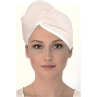 déliktess® - Serviette turban sèche cheveux Crème Microfibre