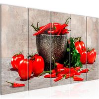 Runa art Tableau Décoration Murale Cuisine Légumes 200x80 cm - 5 Panneaux Deco Toile Prêt à Accrocher 005855c