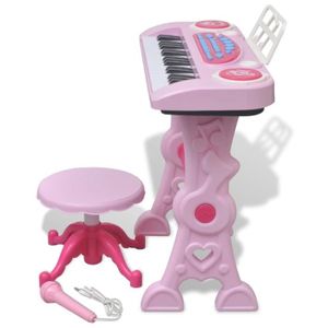 PACK PIANO - CLAVIER Akozon Clavier jouet d'enfants et tabouret/microphone 37 touches Rose - 7891450999906