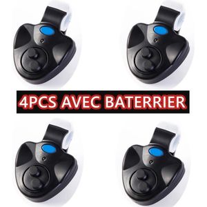 4 Alarmes De Morsure électroniques LED Pour Pêche - Clip Sur Canne, Sonore, Pour Eau Douce