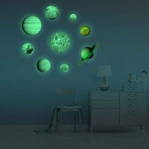 Syst/ème solaire Astronautes Stickers Muraux P/épini/ère Salon Chambre Chambre Denfants Espace Ext/érieur 3D Effet Stickers Muraux