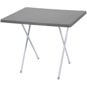 TABLE DE CAMPING Tables de jardin Spetebo Table de Camping Pliable et réglable en Hauteur sur 2 Tailles Gris 79 x 60 x 50-62 cm 99724