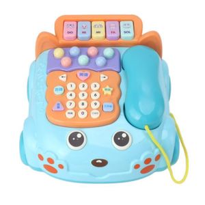 TÉLÉPHONE JOUET Qqmora Jouet de téléphone pour bébé Bébé téléphone jouet dessin animé avec musique lumière enfants enfants semblant jeux air Bleu