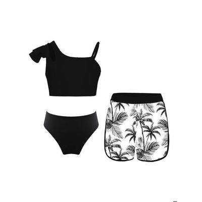 Miyanuby Maillot De Bain 3 Pièces Filles Imprimé Tropical Avec Cache-Maillot - Séchage Rapide