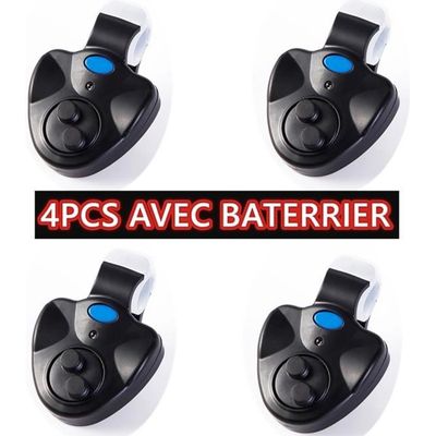 Lot De 4 Alarmes De Pêche électroniques LED Avec Clip, Sonore 80dB, Vertes