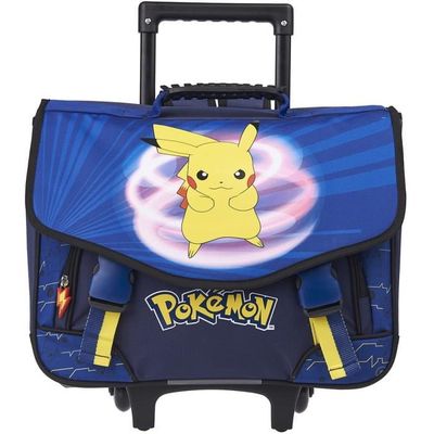 Cartable roulettes 41 cm bleu et jaune Pikachu Cdiscount