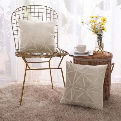 Deconovo Lot de 2 Zip Invisible Housse de Coussins 40 x 40cm Confortable Beige Les Point-Lignes Imprim/és Argents Taies doreiller pour Bureau D/écoration