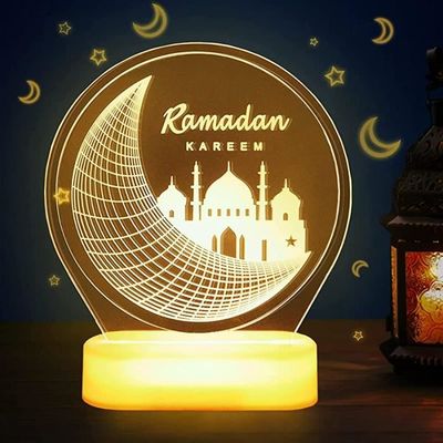 Lumière de Fenêtre Décorative Fête de Ramadan, Lampe Lune Étoile