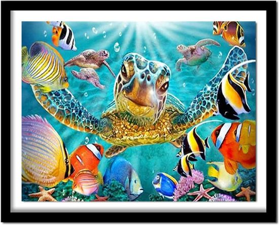 106]DIY Diamond Painting Tortue de Couleur Complet Kits, 5D Broderie Peinture Diamant Painting Animal Kit Complet-60x60cm - Maison