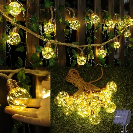 Guirlande Lumineuse Solaire D'extérieur De 8 M, 30 LED, étanche, Avec 8 Modes, Boule De Cristal Pour Pâques, Cour, Fêtes (fonction Mémoire + Multicolore
