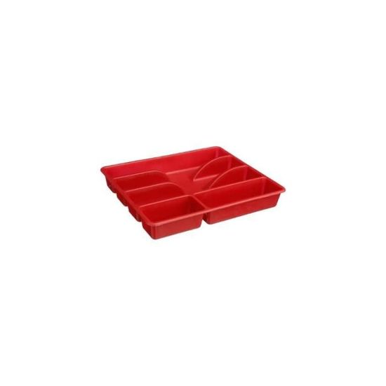 Boites corbeilles et paniers - Range couverts rouge - 5 compartiments- Plastique 4,5 cm Rouge