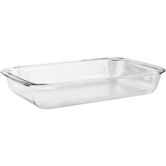 Plat à Four En Verre Borosilicate 1 Litre - 26x15x4.5 Cm - Rectangulaire Avec Poignées - Micro-ondes, Four, Lave-vaisselle - 7