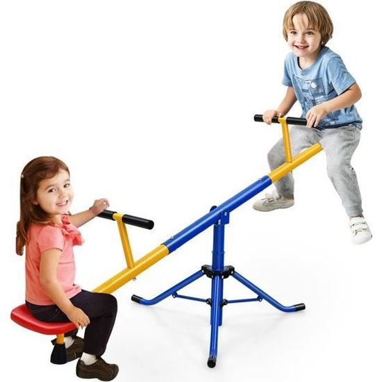 COSTWAY Balancoire a Bascule Tapecul pour Enfant Pivotante a 360 avec Pieds d Arret Jouet d Exterieur pour Jardin 3 8 ans Cdiscount Jeux Jouets