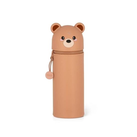 Trousse École 2 En 1 Silicone Souple Kawaii Ours - Porte-Plume Transformable Grande Capacité