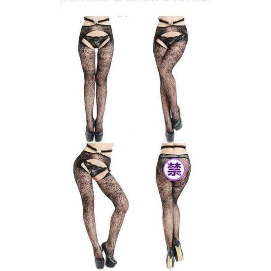 Collants Résille Noir Taille Haute - Style Halloween