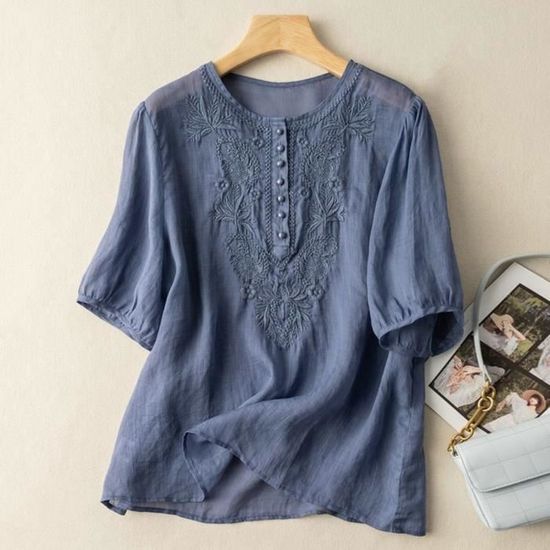 Chemise – Brodée Boutonnée Protection Solaire