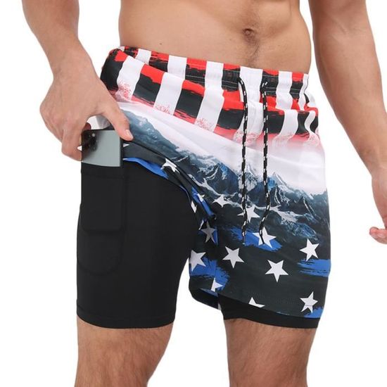 Short De Bain Homme 2025 - Imprimé Cocotier - Polyester Léger - Taille Réglable - Plage, Sport, Voyage - 3