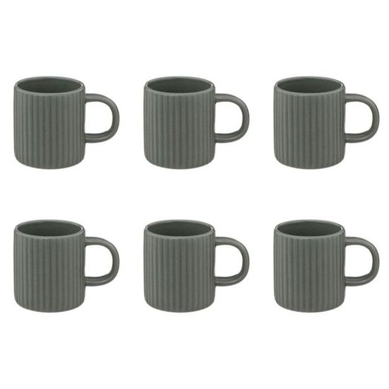 Lot De 6 Tasses à Café Grès 360 Ml Rose – Tasses Avec Anse Style Méditerranéen Élégant