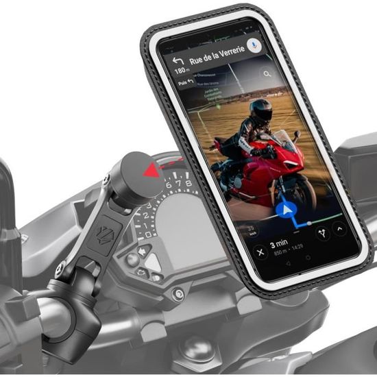 Support Téléphone Moto Magnétique Shapeheart - Anti-Vibration, Étanche, Tactile - Universel Pour Guidon Rond 20-50mm - Made In France