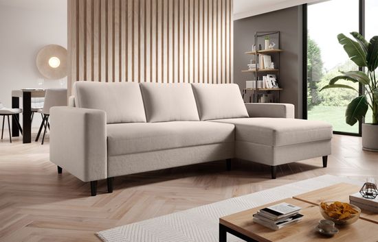 Canapé D'angle Grand Dolceo 287 Cm - Noir - Fonction Couchage + Méridienne - Tissu Velours Résistant - Idéal Salon Spacieux - 4