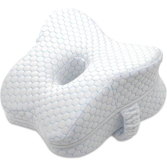 Coussin De Genou En Mousse Mémoire Pour Dormir Sur Le Côté - 25x23x13 Cm, Avec Sangle élastique - Soulage Sciatique Et Douleurs Hanches