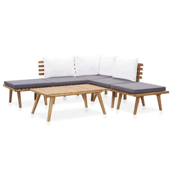 Salon de jardin 6 pcs Bois d'acacia massif Poids:46