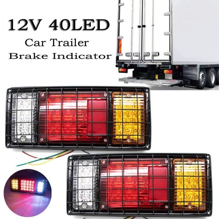 Barre de feux arrière de remorque - camion de 2PCS 12V 40LED avec la lumière blanche rouge ambrée de filet de fer YZZ90420004