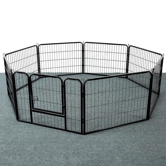 MIXMEST!!! 8 Panneaux!!! Parc à Chiots Petits Chiens Ajustable Modulable en Acier 60 cm x 80 cm