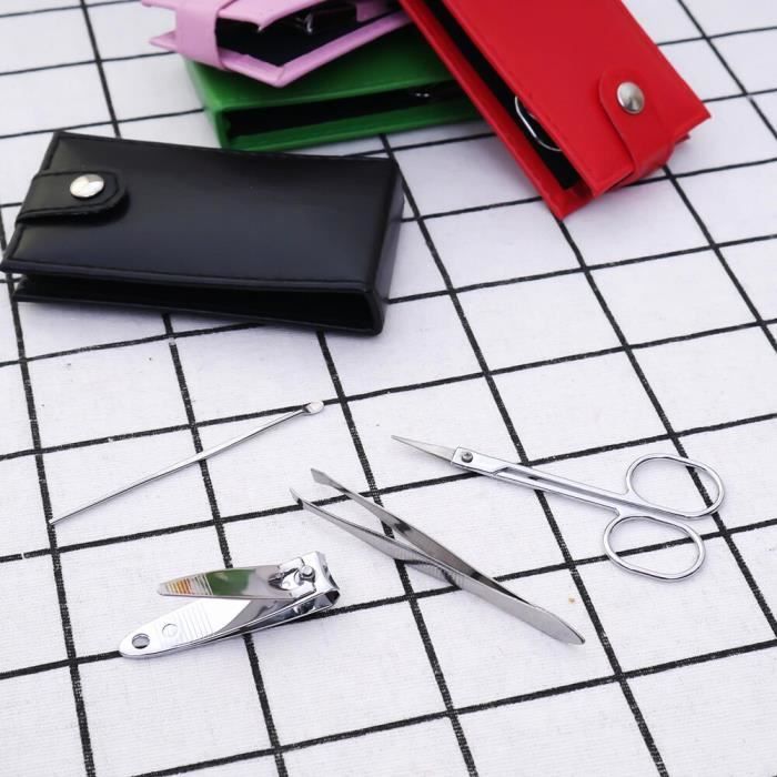 Nouveau 4 pièces-ensemble coupe ongles ciseaux fichier pince à épiler PVC sac étui Mini ongles manucure ensemb GF5229