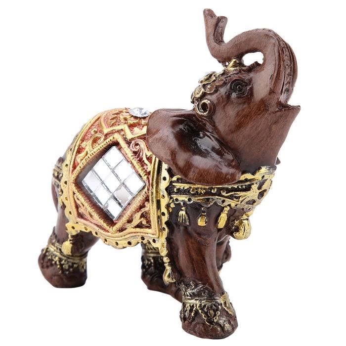 Garosa Sculpture d'éléphant Chanceux Feng Shui Bois Grain Éléphant Statue Sculpture Richesse Figurine Cadeau Décoration (S)