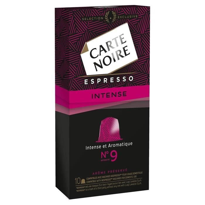 LOT DE 8 - CARTE NOIRE : Espresso intense - 10 Capsules de café n°9 53 g