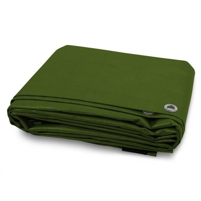 Bache de Protection - Vert 3x5 m - Bache Imperméable avec œillet - Densité 240g Résistante Eau & UV