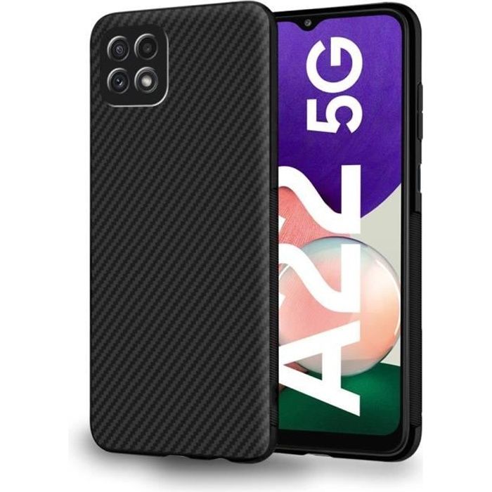 ebestStar ® pour Samsung Galaxy A22 5G - Coque Gel Motif Fibre Carbone Luxe Flex TPU Premium , Noir