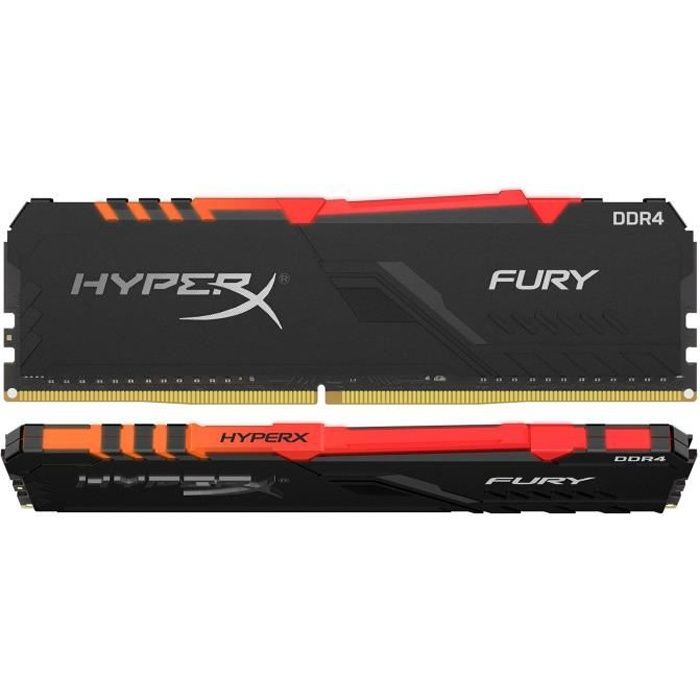 HyperX Fury RGB 16 Go (2x 8 Go) DDR4 3600 MHz CL17 - Kit Dual Channel 2 barrettes de RAM DDR4 PC4-28800 - HX436C17FB3AK2/16 (