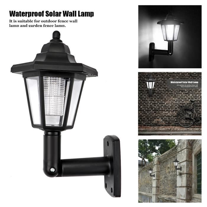 2pcs étanche LED solaire Lampe de mur Hexagonal Lumière froide Blanc Auto ON OFF nuit pour extérieur Paysage Jardin de Clôture