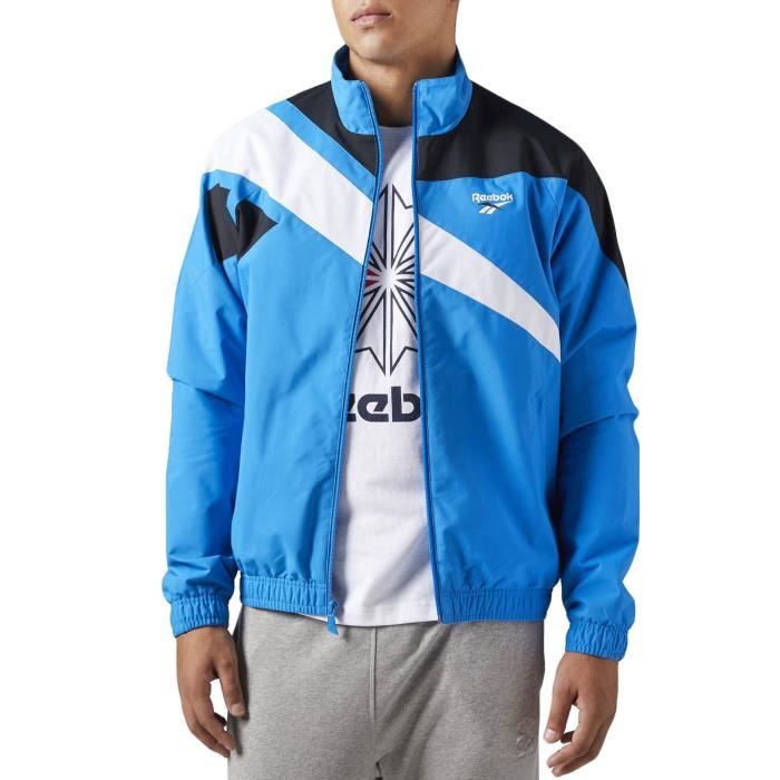Reebok LF Tracktop TBC Homme veste de survêtement manches longues sport entièrement zippé - bleu -