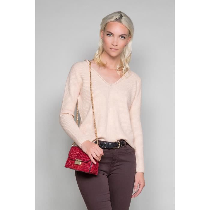Pull col V dos et devant CLAIRE - Couleur - Light Pink, Taille - M