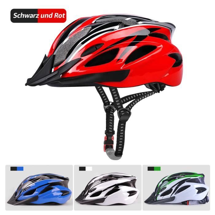 Casque de vélo Coque intérieure EPS Visière amovible -Noir et Rouge